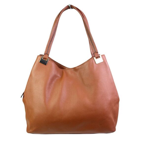 ROOMY Vince Camuto TAN BROWN GENUINE LEATHER SHOULDER BAG HANDBAG TOTE PURSE - Picture 1 of 16